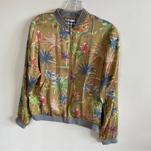 Scotch & Soda Tropical Palm Tree Reversible Satin Bomber Jacket - Picture 6 of 10